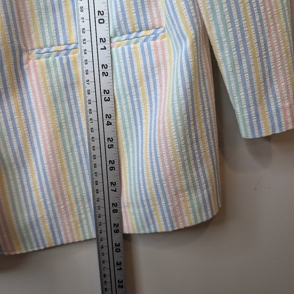 Vintage Alfred Dunner Petite 16 Pastel Striped Two Button Blazer Jacket - Picture 11 of 11
